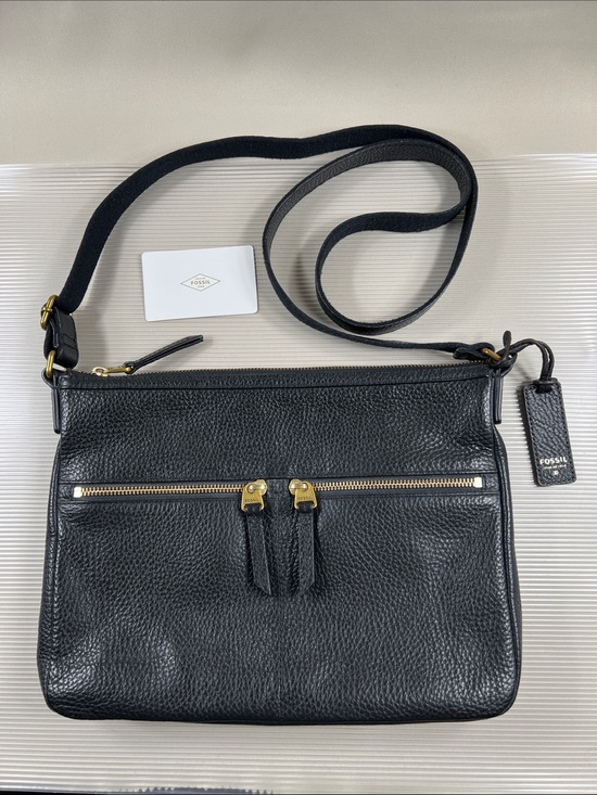 Fossil Handbags - Fossil Black Pebbled Leather Crossbody Bag